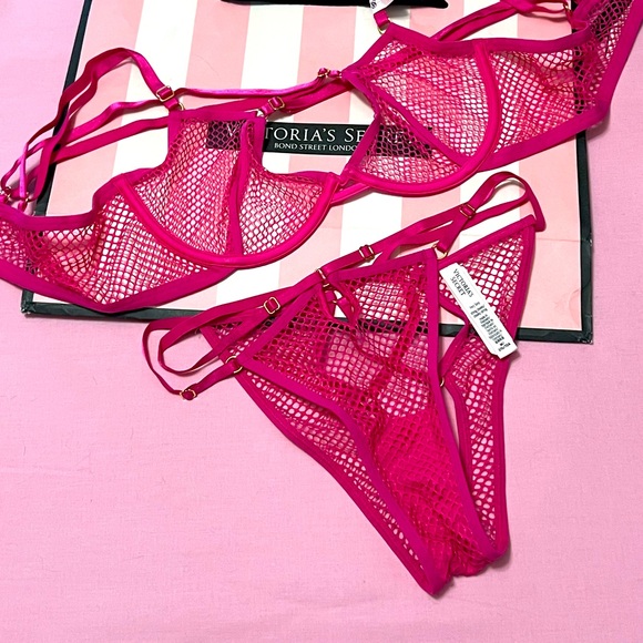 CLEARANCE $9̶9̶ Victoria’s Secret Fishnet open cup bra & open back panty set - Picture 3 of 5